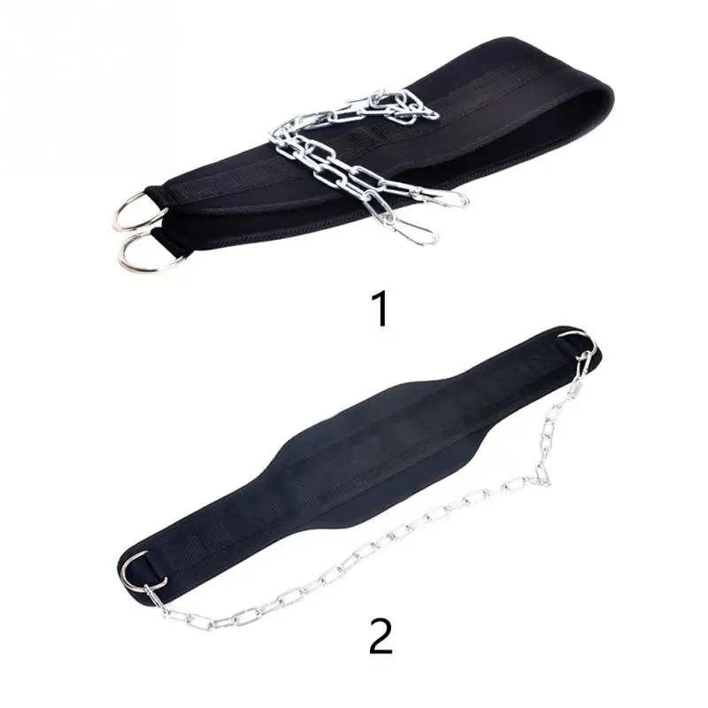 With Chain Exercise Training Gym Equipments Nylon Fitness Dip Belt Body Building Pull Up Weight Lifting Support Waist Strength