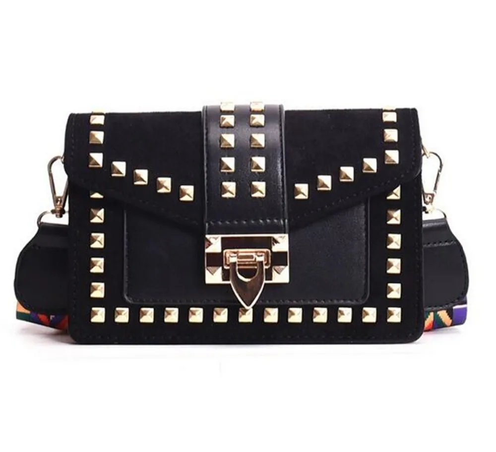 

2019 Fashion Matte PU Leather Women's Bag Women Rivet Bags with Purse Solid Handbags sac a main femme Crossbody Bag