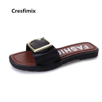

Cresfimix Zapatillas De Mujer Women Fashion High Quality Light Weight Anti Skid Black Slippers Lady Cool Street Slippers B3421