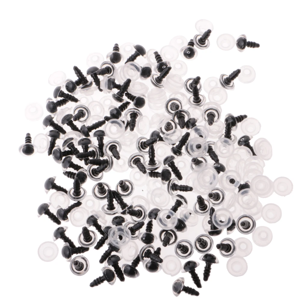 200pcs Clear Plastic Safety Eyes for Teddy Bear Doll Puppet DIY Making Craft - 10mm 12mm