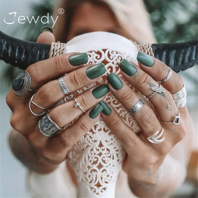 1148 50 стилей Boho Панк для женщин полые треугольные капли воды стрелка солнце драгоценный камень кристалл набор серебряных колец личность девушка ювелирные аксессуары - Цвет основного камня: 1148