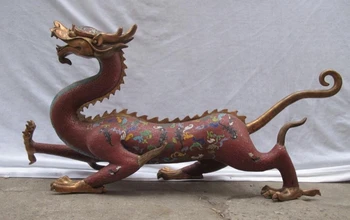 

WBY 001425 China Royal family 100% pure bronze cloisonne Lucky dragon God Animal statue (A0414)