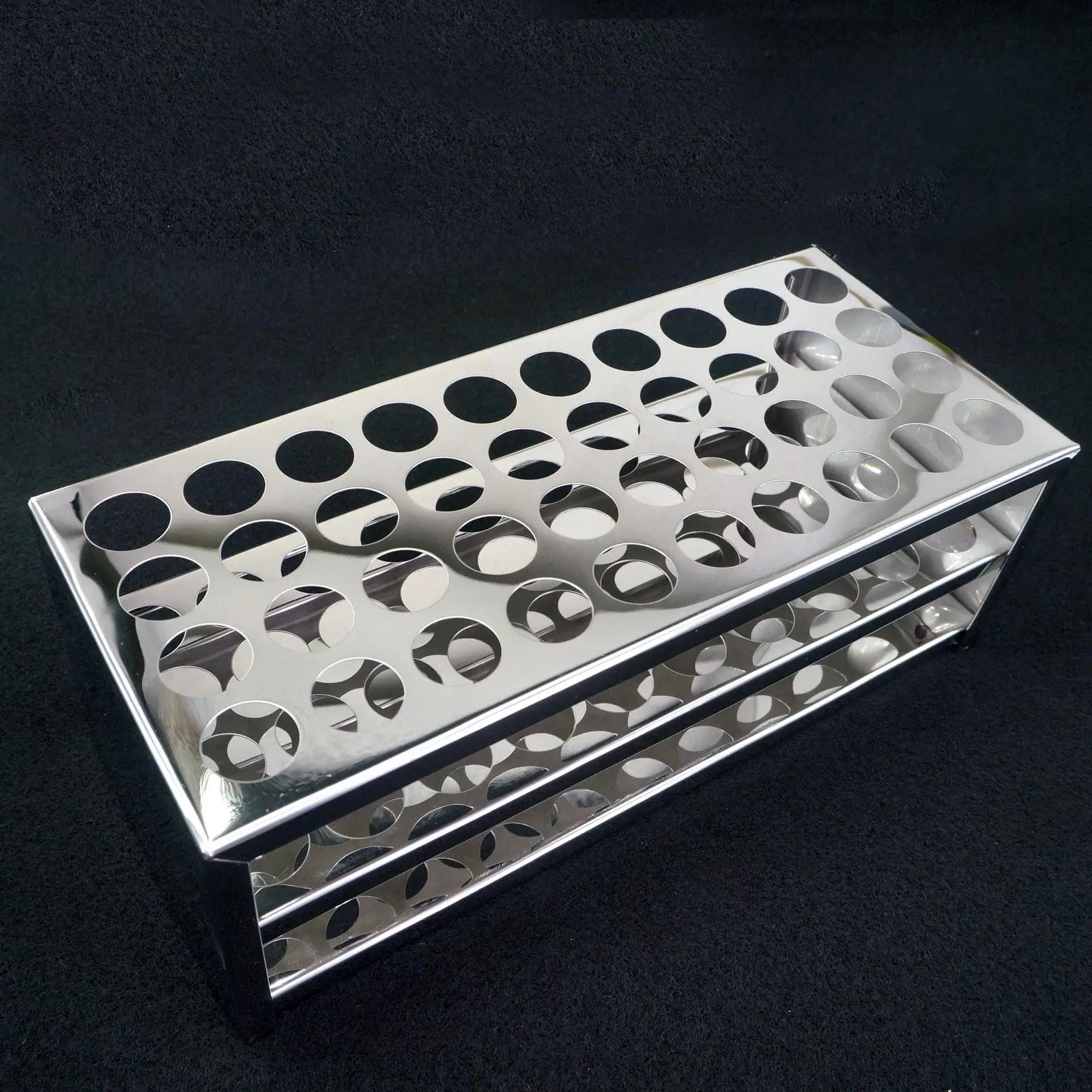 17.5mm Diam x 40 Holes Stainless Steel Test Tube Rack Holder Storage