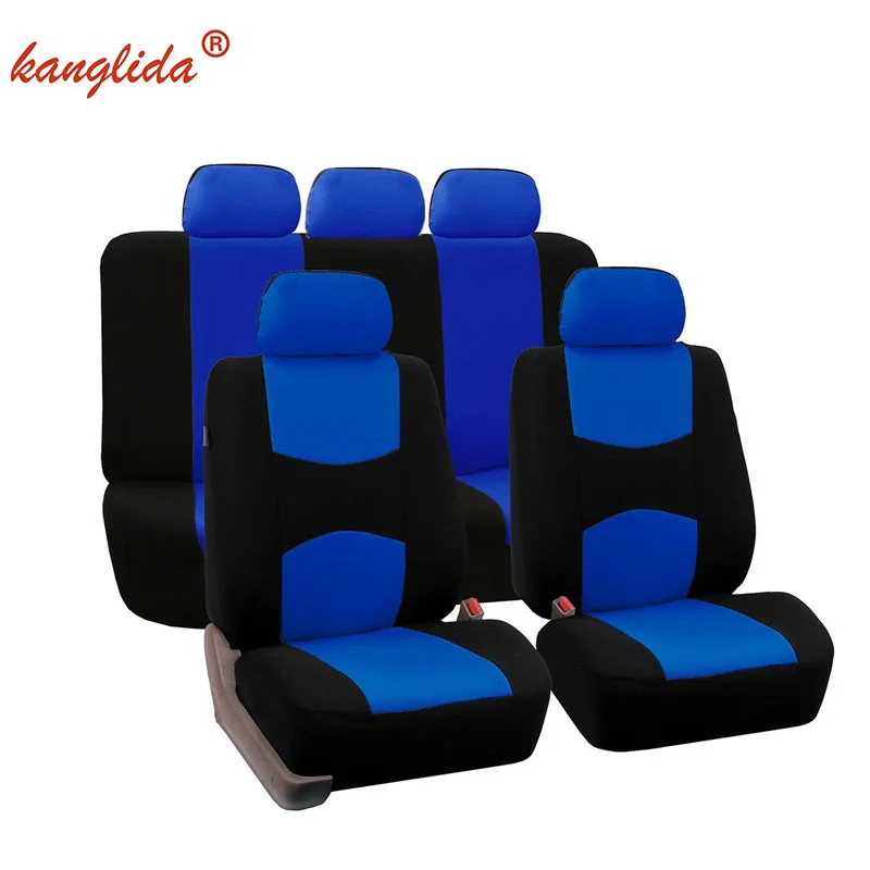KANGLIDA 9pc Car Seat Cover Full Car Best Car Seat Covers Set for Lada Universal Fit Interior Accessories - Название цвета: Синий