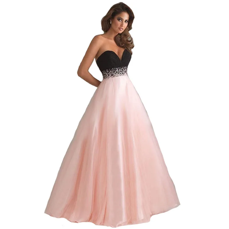 

Women Sexy Strapless Ball Gown Summer Dress Female Elegant Backless Stitching Dress Casual Long Evening Party Dress