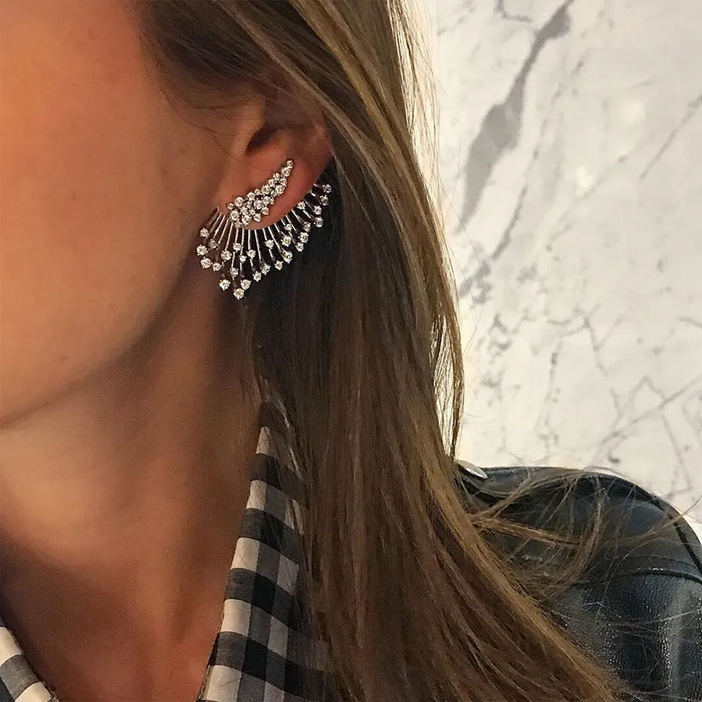

Fashion Trend Metal Retro Punk Zircon Earrings Ladies Jewelry For Women Ear Studs Jewelry brincos bijoux