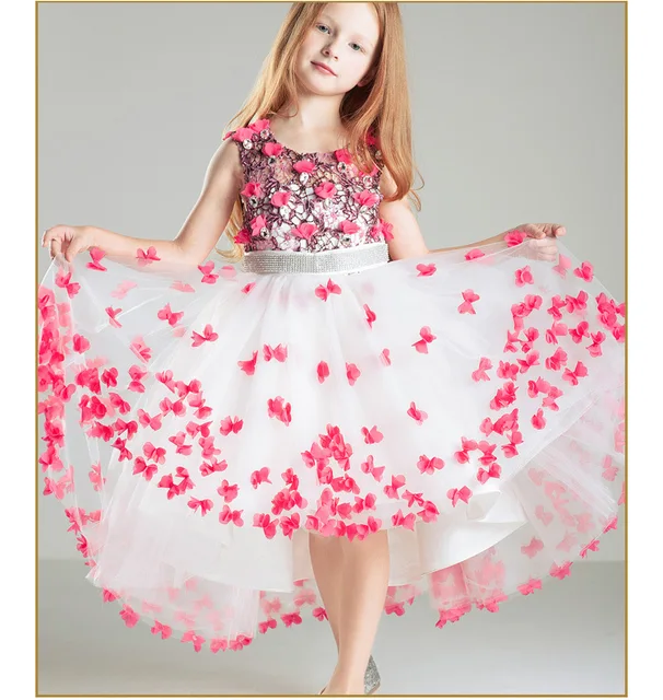 Cheap Sweet   flower girl dress round collar sleeveless sequined flower shiny charming ball gown sweet fashion girl flower girl dress