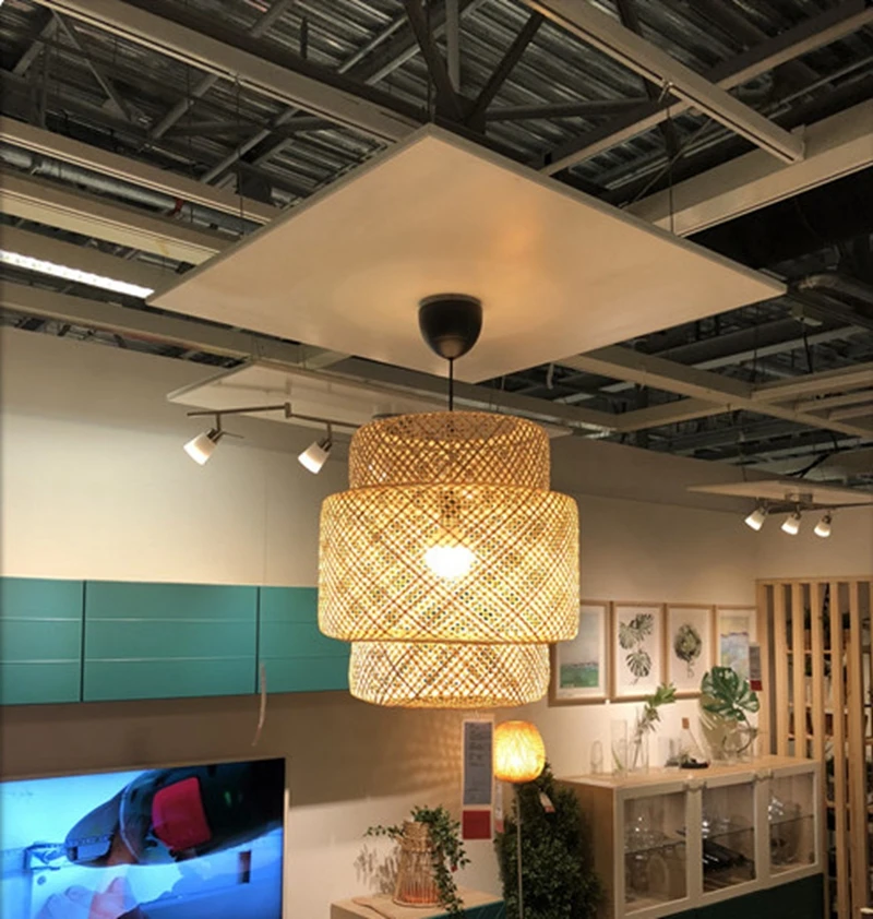 Novelty Japanese Style Hand Knitted Bamboo Pendant Lamp Modern Wood Decoration for Hotel Restaurant Cafe Bar Study Home Lighting (10)