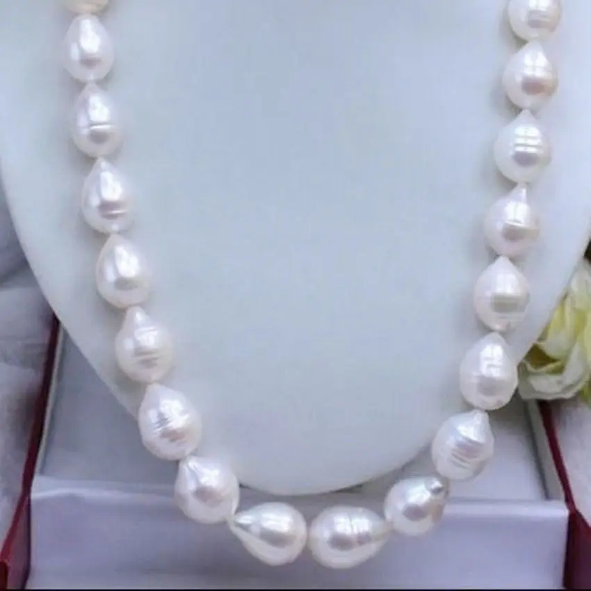 

FREE SHIPPING **** Long 24" 13-18mm Real Natural South Classic Baroque White Akoya Pearl Necklace