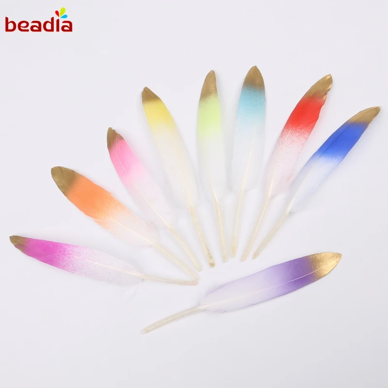 Gold Silver Color Painted Natural Goose Feather Charms Pendants for Jewelry Making Accessories DIY Women Earrings | Украшения и