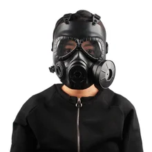Outdoor Sport Helmet Double Filter Gas Mask CS Tactical Army Perspiration Face Guard Mask With Fan Protect Helmet ST