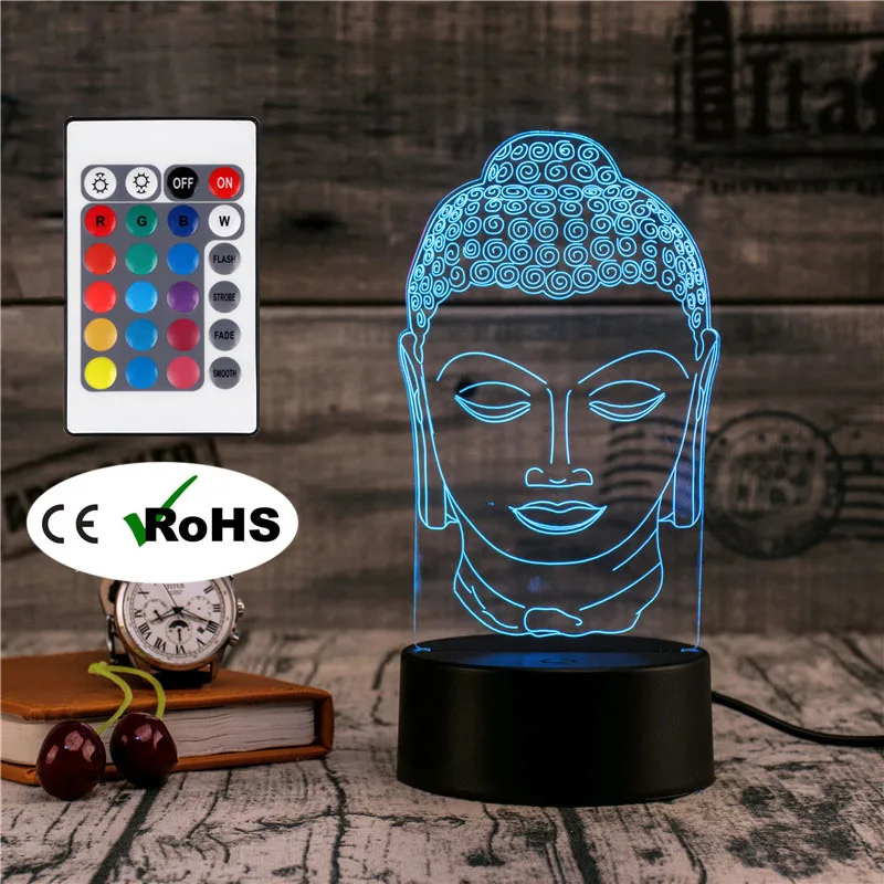 

3D Led Novety Lighting Creative Gift Night Light Table Lamp Buddha Statue Light Led Home Corridor Hotel Party Atmosphere Lights
