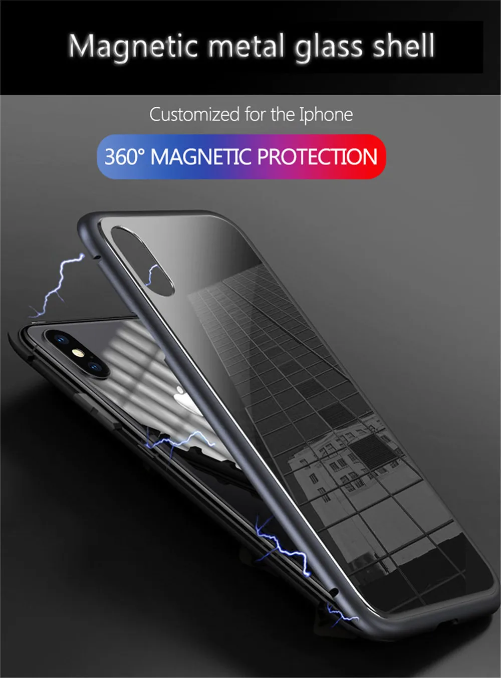 Дизайн WK Магнитный поглощающий чехол для телефона для iPhone X 7 8 Plus чехол из закаленного стекла задняя крышка роскошный алюминиевый чехол для телефона