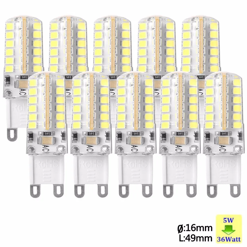 10 pack 5 Watts Silicone Coated G9 LED Light Bulb 360 Degree Dimmable