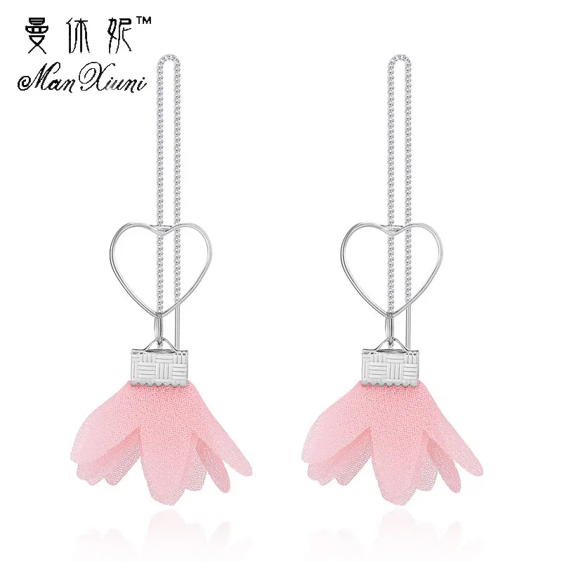 

Fashion Flower Earrings Tassel Chain Earrings Anti-allergic Word Earrings For Women Long Earrings Boucle D'oreille Femme 2018