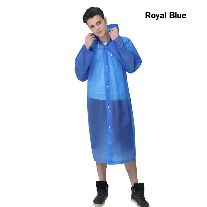 Royal Blue Мода EVA женский плащ утолщенный водонепроницаемый дождевик женский прозрачный Кемпинг непромокаемый плащ костюм с шляпой - Цвет: Royal Blue