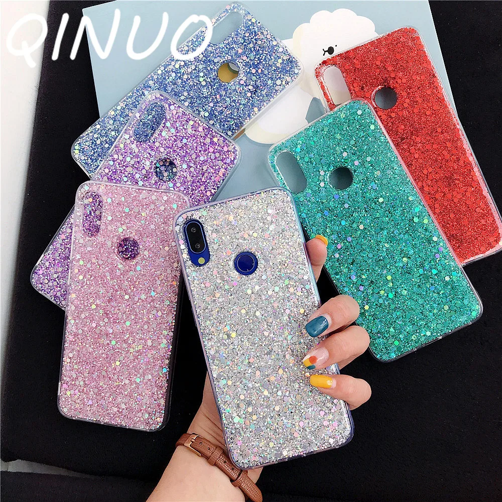 

QINUO Bling Glitter Sequin Case For Samsung Galaxy S10 S8 S9 Plus S7 Edge Soft Rubber Case Note 8 9 5 A6 A7 A8 2018 Cover Coque