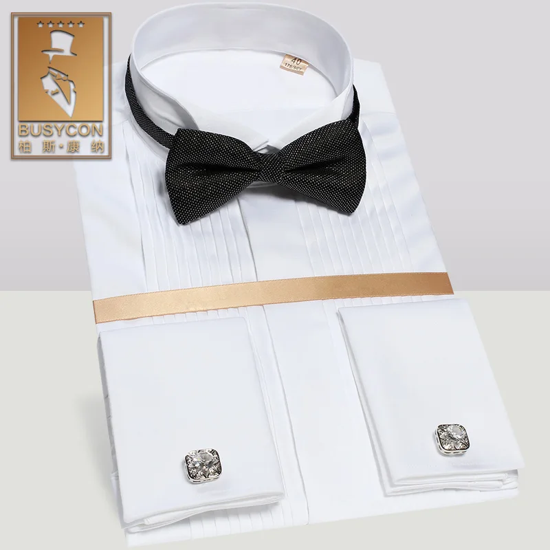 Повседневная рубашка с длинным рукавом slim fit camisa masculina раза tuxedo shirt