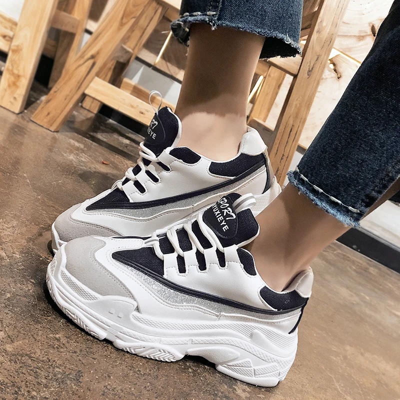

2018 Casual Shoes White Sneakers Dad Shoe Women Platform Sneaker Lady Autumn Footwear Breathable Plus Sizes Fashion Chaussure