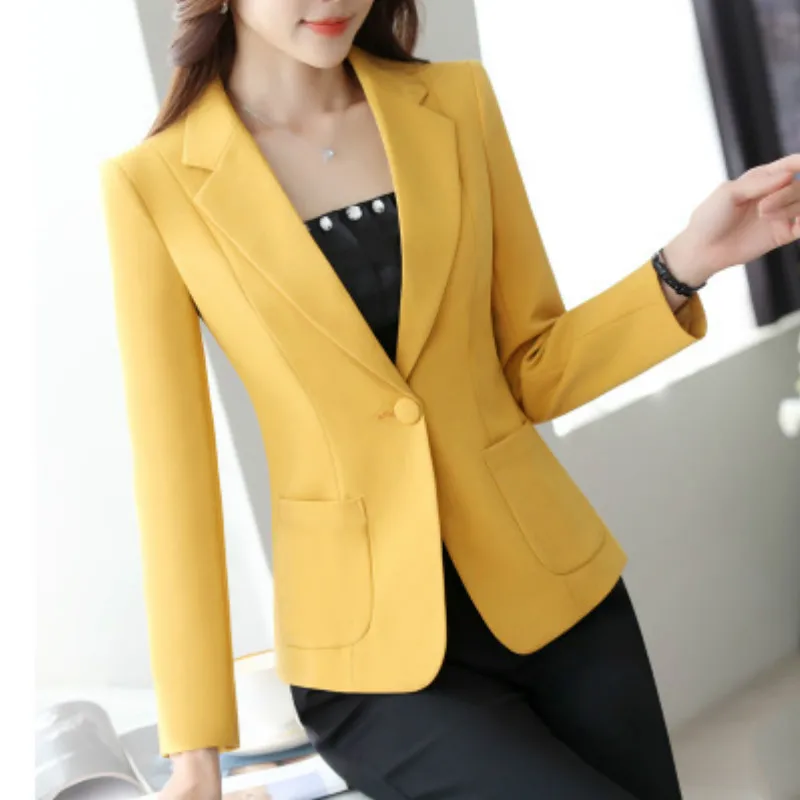 

Ladies blazer casual office suit single button ladies business jacket 2019 new solid color slim solid color small suit