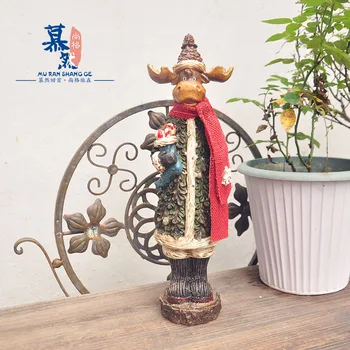 

European Retro Resin Craft Christmas Deer Ornament Festivial Children Gift Home Decor