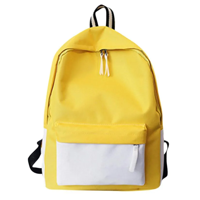 

Unisex School Backpack Travel Panelled Double Shoulder Zipper Bag Backpacks Female Hit Color Patchwork Student Backpacks#23
