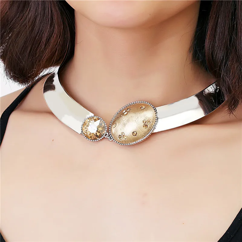 2018 New Luxury Cool Punk Collars Necklaces Metal Choker Geometry
