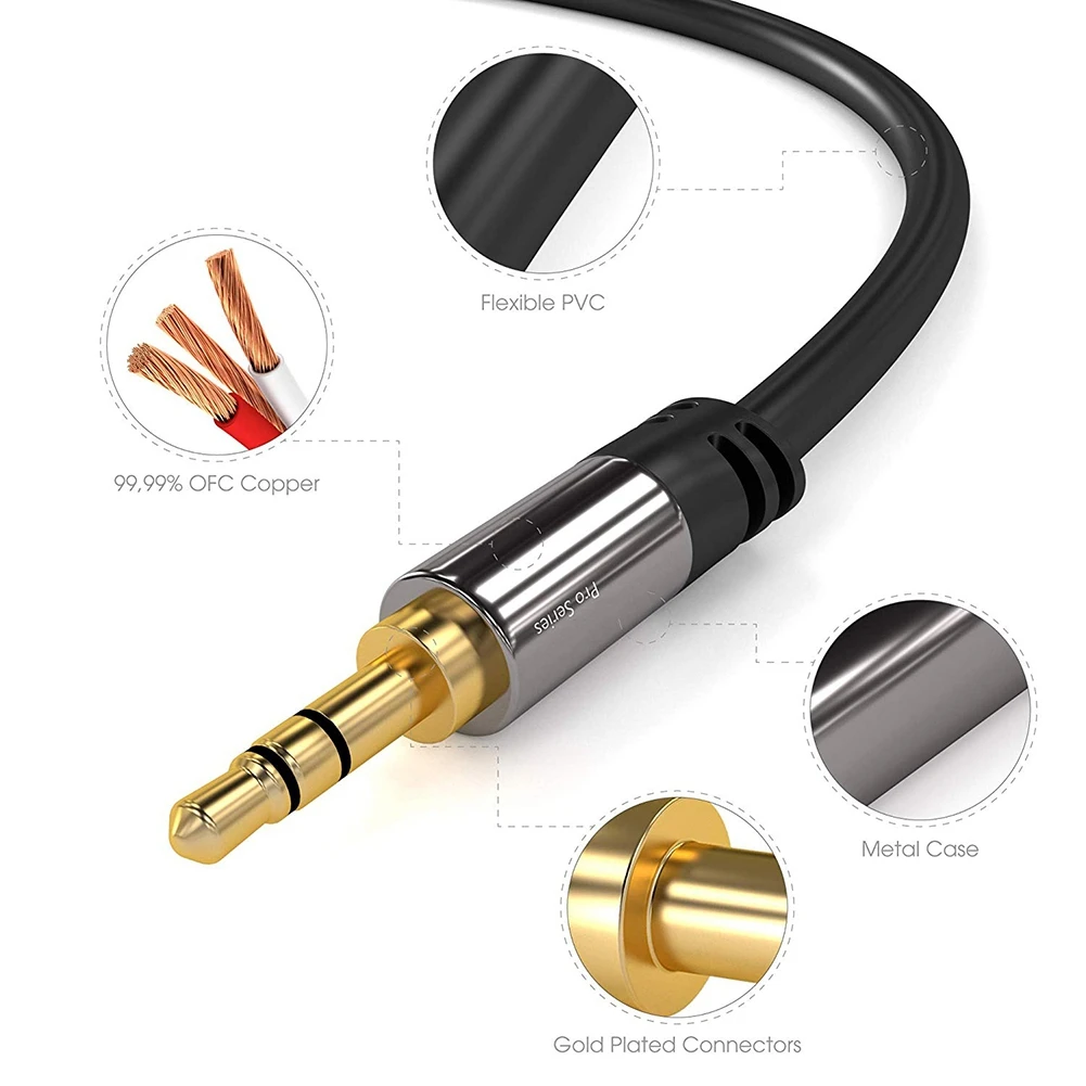 

3.5 Mm Audio Cable, Male To Male Sound Adapter Strong Anti-interference Corrosion Resistance Connector For IPhone/ipod/ipad