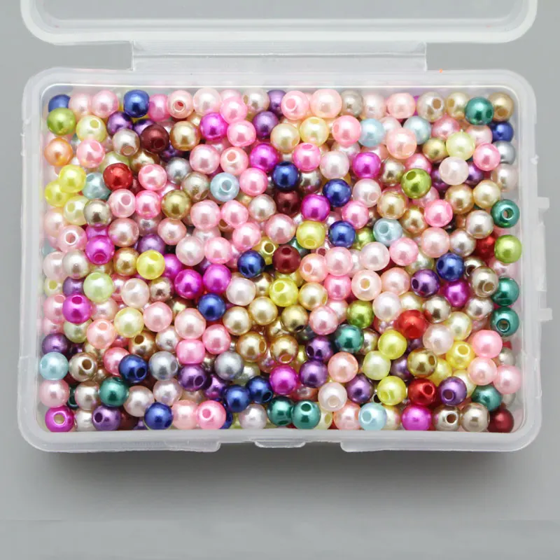 

500pcs 4mm Multi Color ABS Round Pearls Beads With Holes DIY Garment Bags Jewelry Decor Sewing Scrapbook Crafts Materials LX148