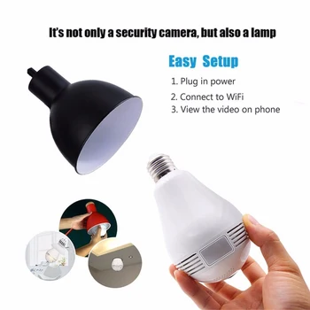 

1.3 Megapixels 360-Degree Fisheye IP Camera Panoramic Network Wireless Camera LED Bulb Smart Home Security Camera