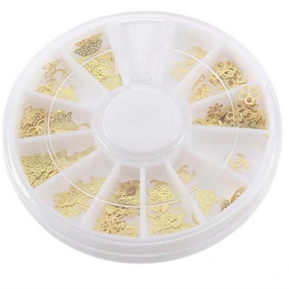 

1 Wheel Nail Art Decoration Metallic Flake Golden Gears Cross with UV Gel Polish 3D DIY Design Charm Jewelry Manicure Tool