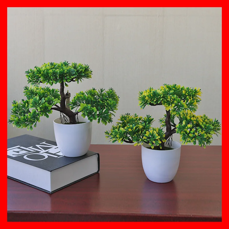 

Simulation Fake Potted Bonsai Tree Artificial Plant Desk Ornament Flowers Home Office Decor 24*26CM