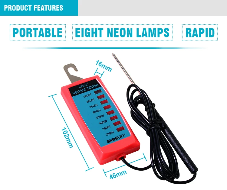 Все солнце GK503C электрическая подача напряжения на забор тестер 2000 в до 9000 в забор контроллер без батареи тестер напряжения с неоновой лампой