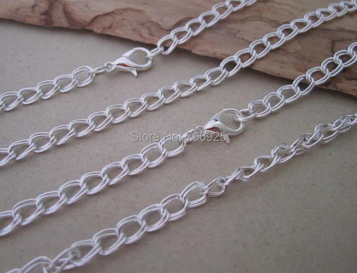 

40pcs/lot 65cm Silver color pendant chain 4mmx5mm