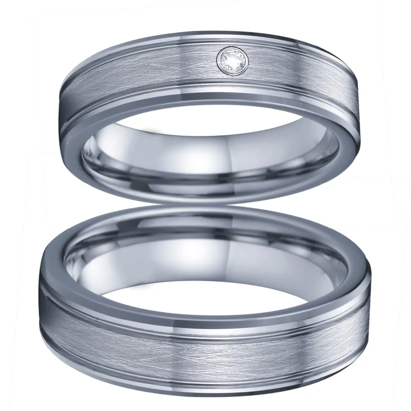 

Unique Alliance wedding band couple rings pair set tungsten carbide male ring silver color Never Fade Female ring