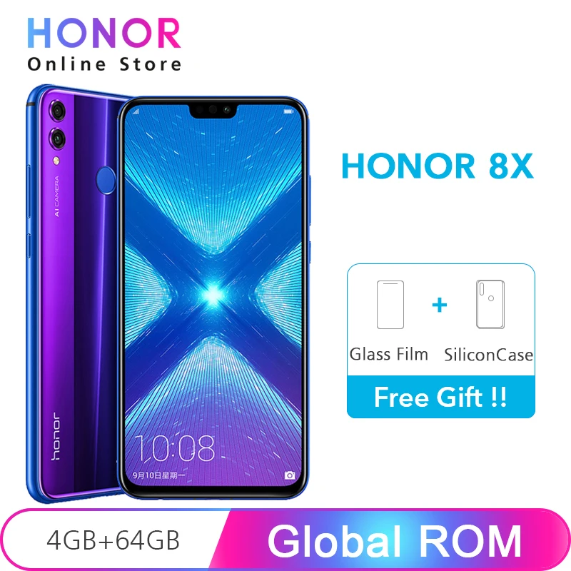 

Original Huawei Honor 8X 4GB 64GB 8 X 20MP Dual Rear Camera Octa Core Mobile Phone 6.5" Full Screen 3750mAh Google Play