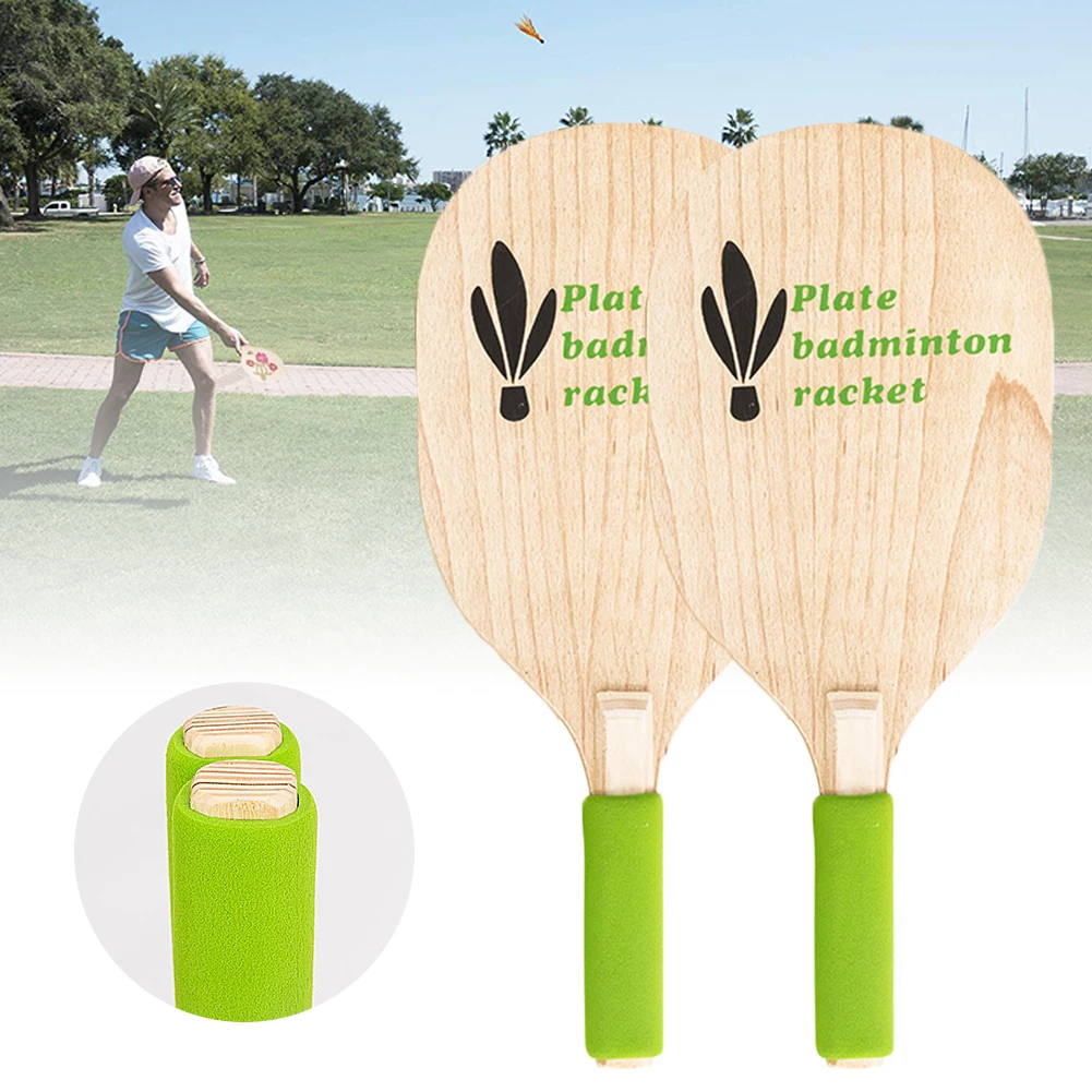 HEALLILY Beach Paddle Ball Game Badminton Tennis Pingpong Beach Cricket Wood Racket Paddles Set Outdoor Game for Adults Kids 