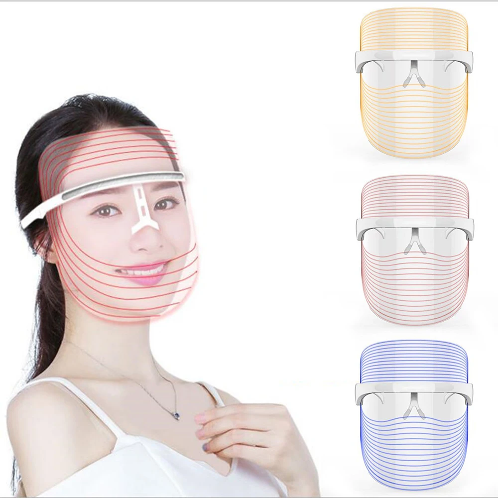 Спа-уход для лица светодиодный косметический прибор против акне и морщин 3 цвета светильник терапия маска для лица инструмент для красоты