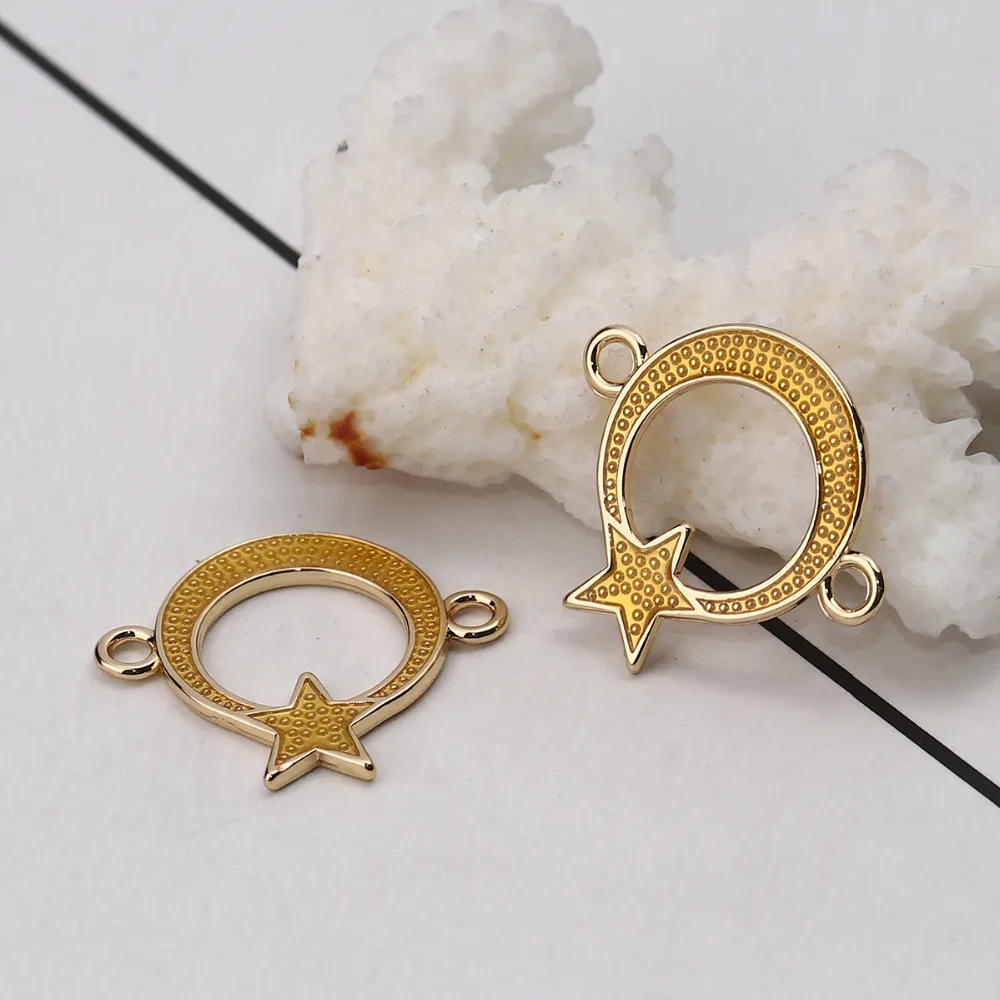 Разъемы DoreenBeads для Galaxy из цинкового сплава полумесяц золотой цвет разноцветная