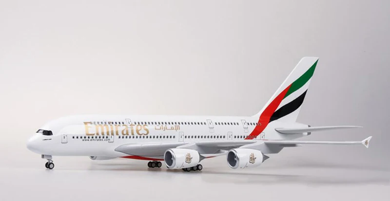 45,5 см 1/160 масштабная модель самолета Airbus A380 EMIRATES авиационная Модель W светильник и колеса литой пластмассовый полимерный самолет игрушка