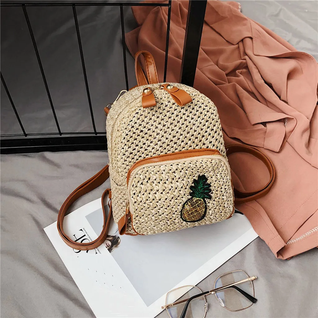 

Fashion Straw Woven Backpack Women Back Pack Summer Teenage Girl Quality Backpacks Travel Bags Books Rucksack Drop Ship#g7