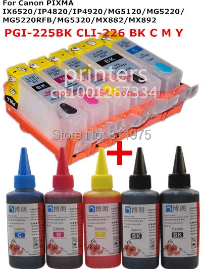 Для CANON IX6520 IP4820 IP4920 MG5120 MG5220 MG5220RFB MG5320 принтер PGI-225 многоразового использования