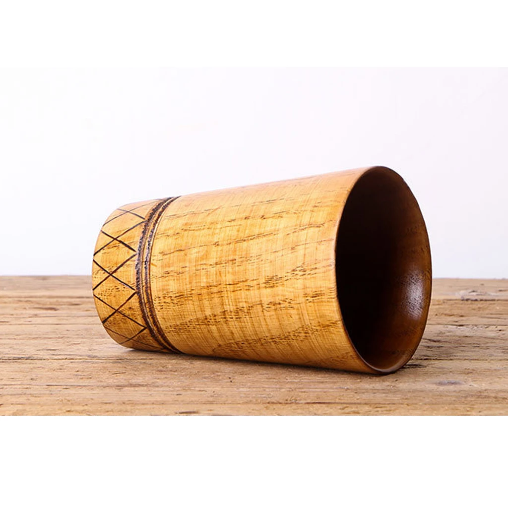 11.5cm Wooden Mug Beer Dringking Cup Handcrafted Groomsmen Wedding Party Favor Vintage Handmade Drinkware Mugs   -Brown