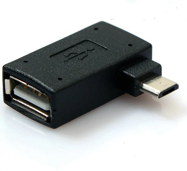 

90 Degree Angled Micro USB 2.0 OTG Host Adapter Converter With Micro USB Power Port