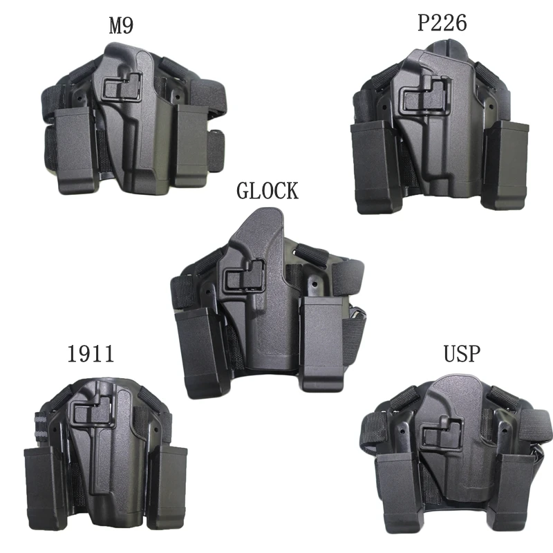 

CQC for Glock USP P226 M9 1911 Gun Holster Airsoft Combat Thigh Leg Holster Platform Hunting Accessories Black