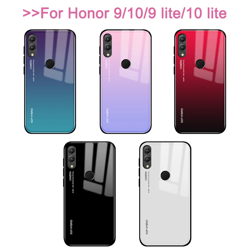

Case On For Huawei Honor 10 lite light Gradient Glass Back Cover On For Huawei Honor 9 lite light Protective Bumper 9lite 10lite