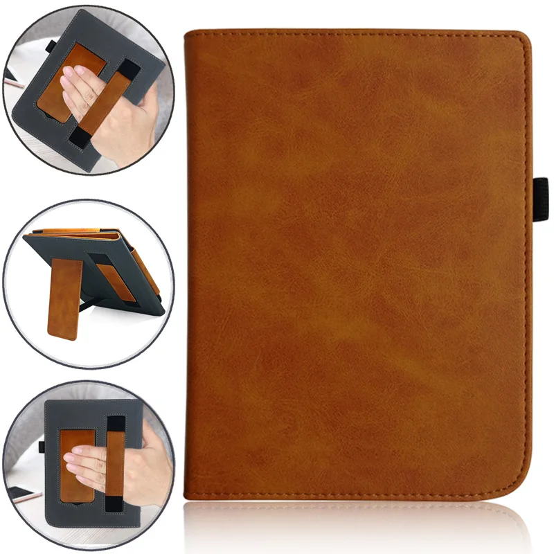 Магнитный ручной чехол из искусственной кожи/Подставка для чтения для PocketBook 740 7,8 дюймов InkPad 3 электронная книга Автоматический Режим сна/пробуждения - Цвет: Business brown
