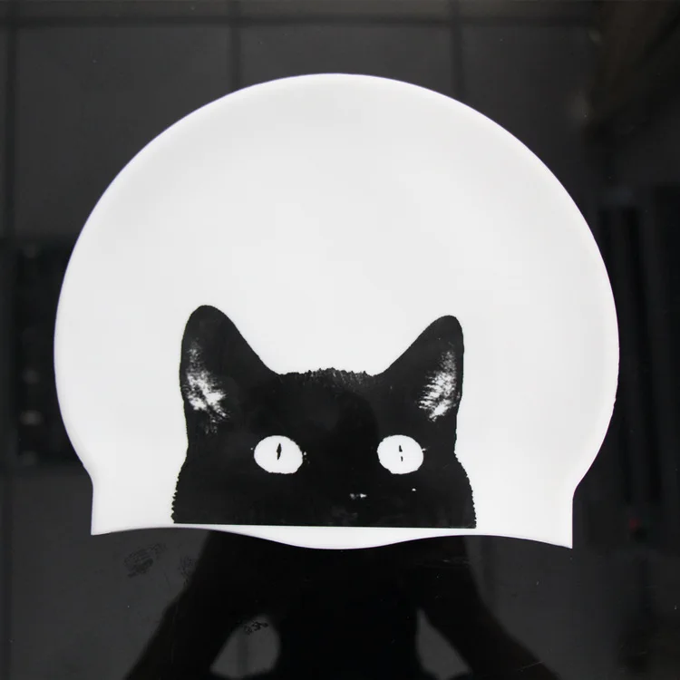 Cat Head Силиконовая резиновая шапочка для плавания с длинными волосами, непромокаемая спортивная шапка для плавания с героями мультфильмов для мальчиков и детей, спортивные аксессуары для мужчин и женщин, унисекс - Цвет: Cat Head