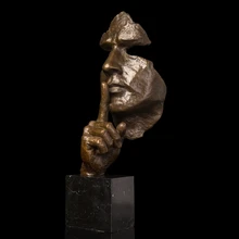 BRONZES Best Seller Nouveau Arts Antique Bronze Statue Abstract Face sculpture Keep Silence Modern Home Decoration