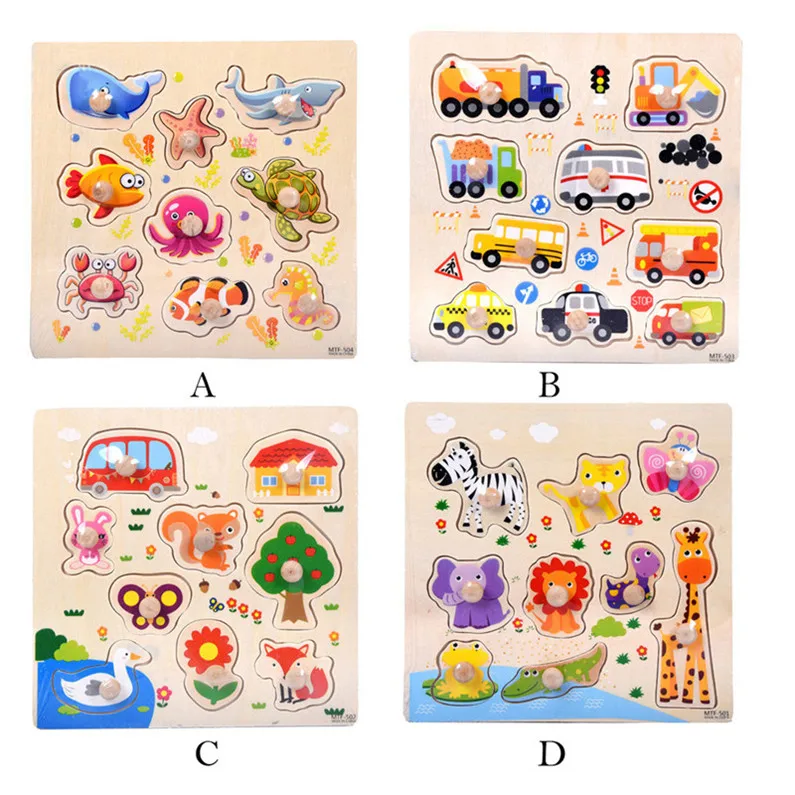9 Piece Wooden Transportation Puzzle Jigsaw Early Learning Baby Kids Toys wooden toys speelgoed #4j05 (5)
